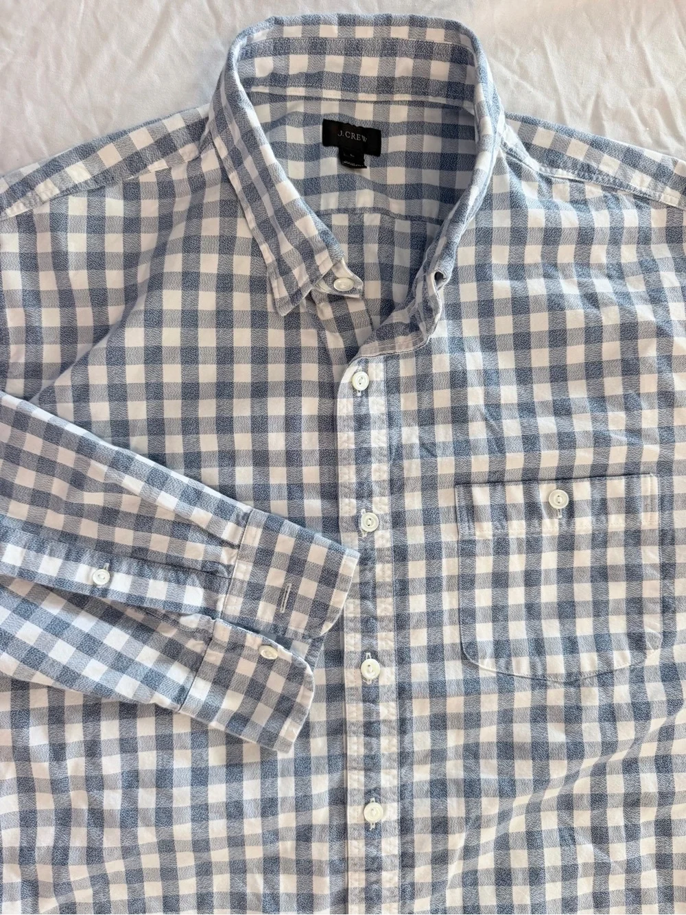 J.CREW Men's Long Sleeve Blue & White Plaid Size L